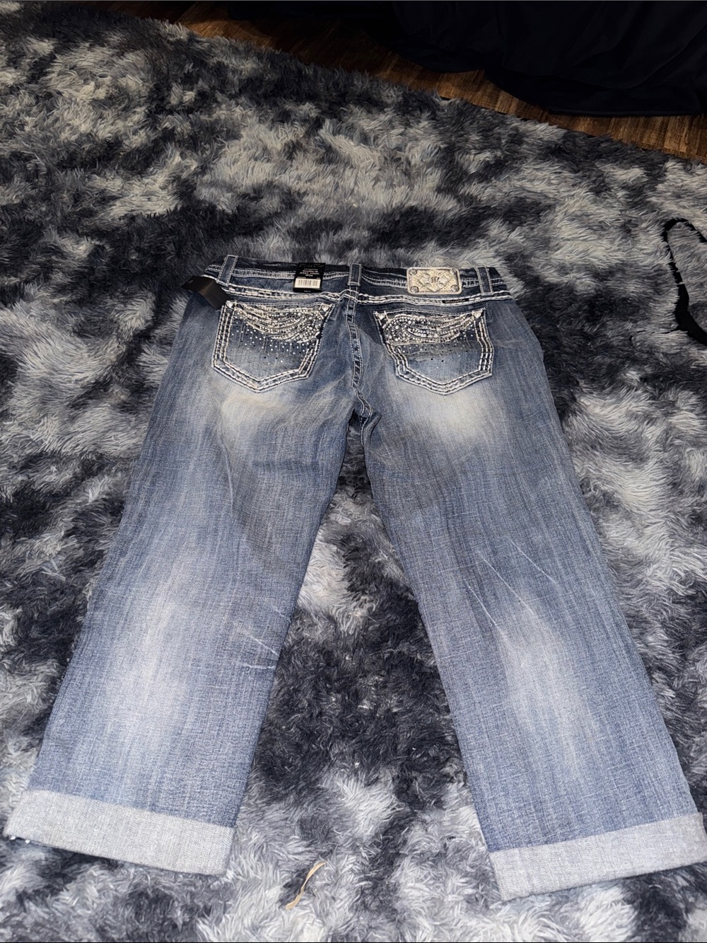 Miss Me Light Blue Embellished Cropped Jeans